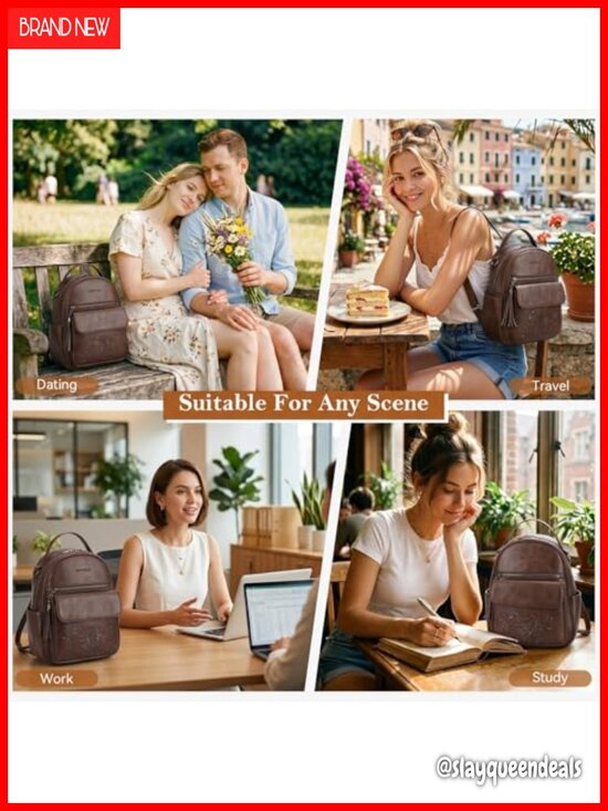 Mini Backpack Purse for Women, Vegan Leather Lightweight Daypack with Multi